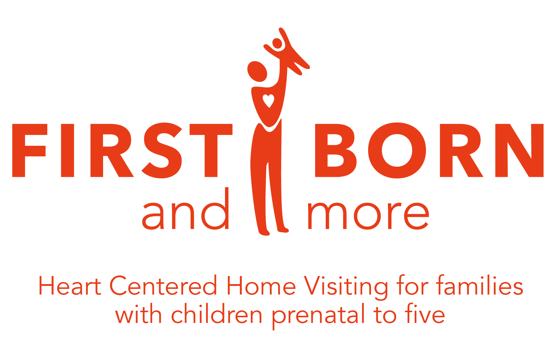 first born program logo, an image of an adult embracing a child